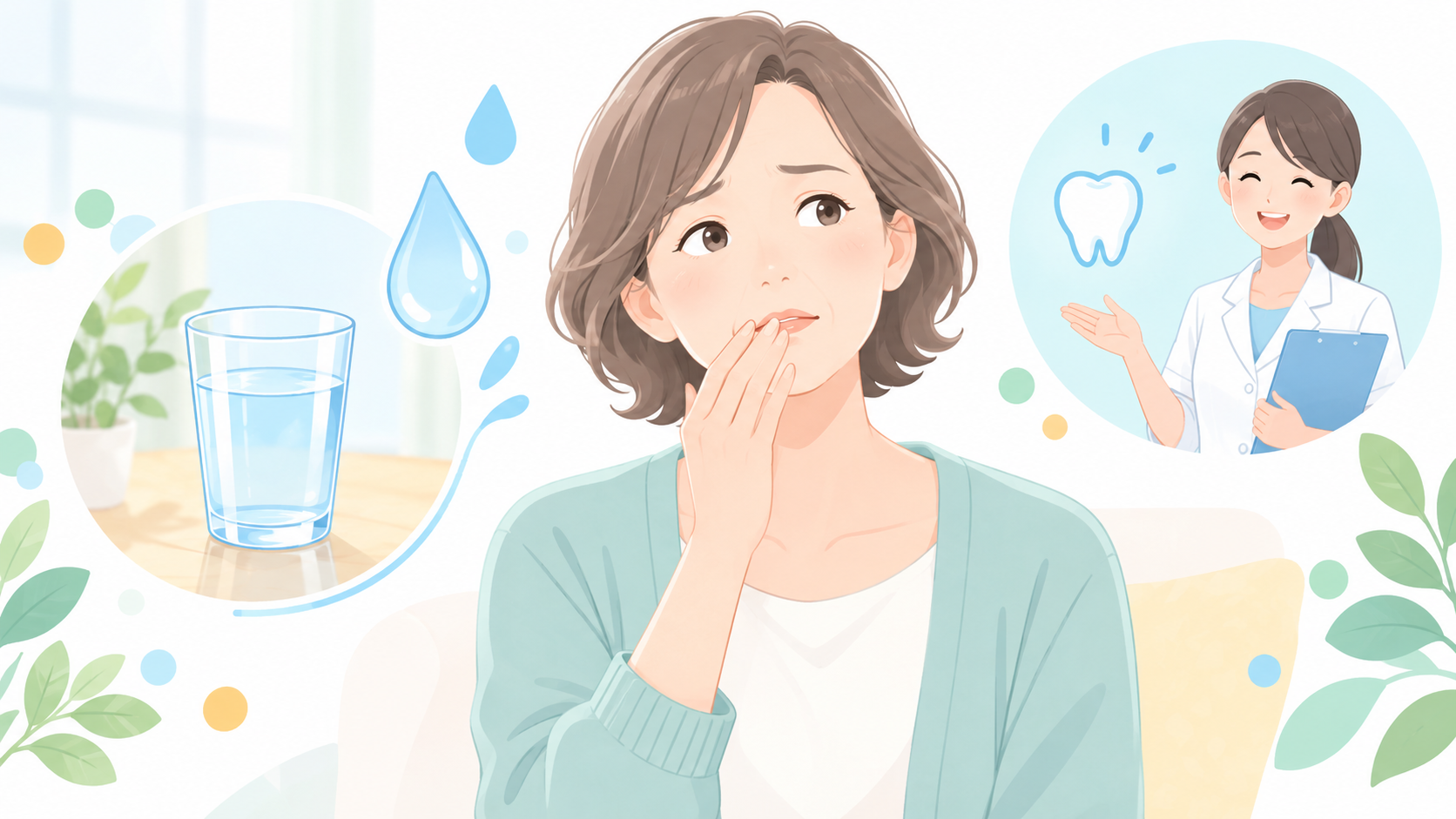口の中がねばつく・乾く原因|更年期や薬が関わる大人のドライマウス
